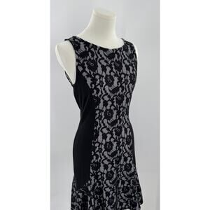 Maeve Anthropologie Black White Lace Dress Stretch Sleeveless Dark Coquette S